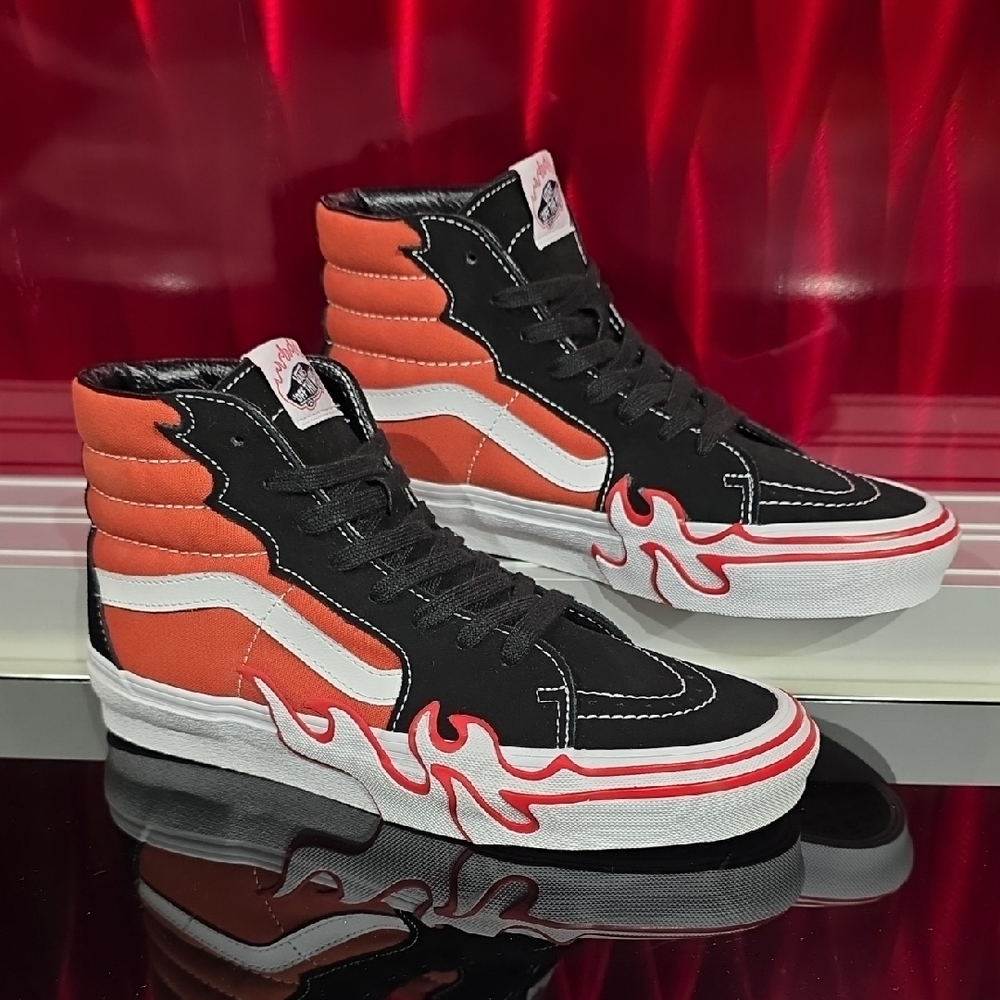 Vans Sk8-Hi Flame Burnt Ochre Black Mens 7.0 Womens 8.5